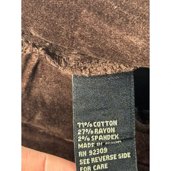 DG2 Diane Gilman Brown Velvet Moleskin Wide Leg Trousers Pants Size 0 NEW - Picture 7 of 9